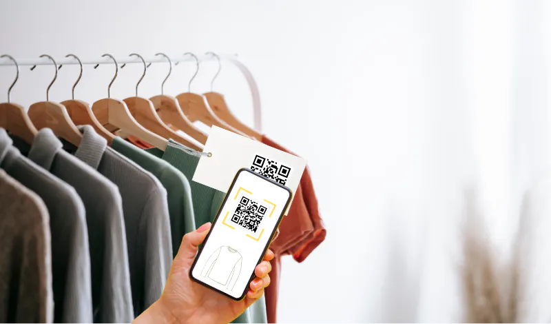 Scanning a QR code on a shirt with a smart phone